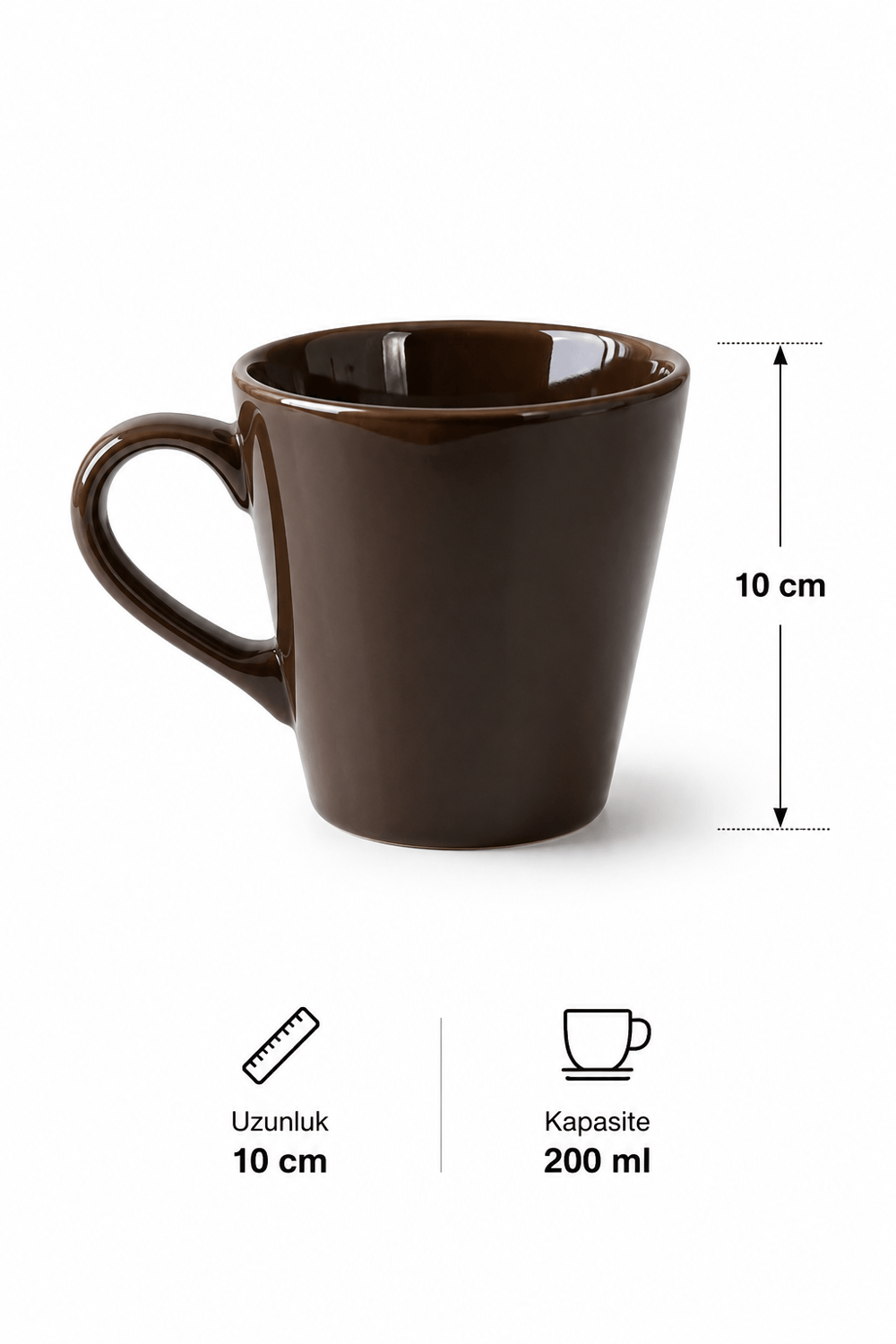 Kulplu Seramik Kupa 200 ML Kahverengi
