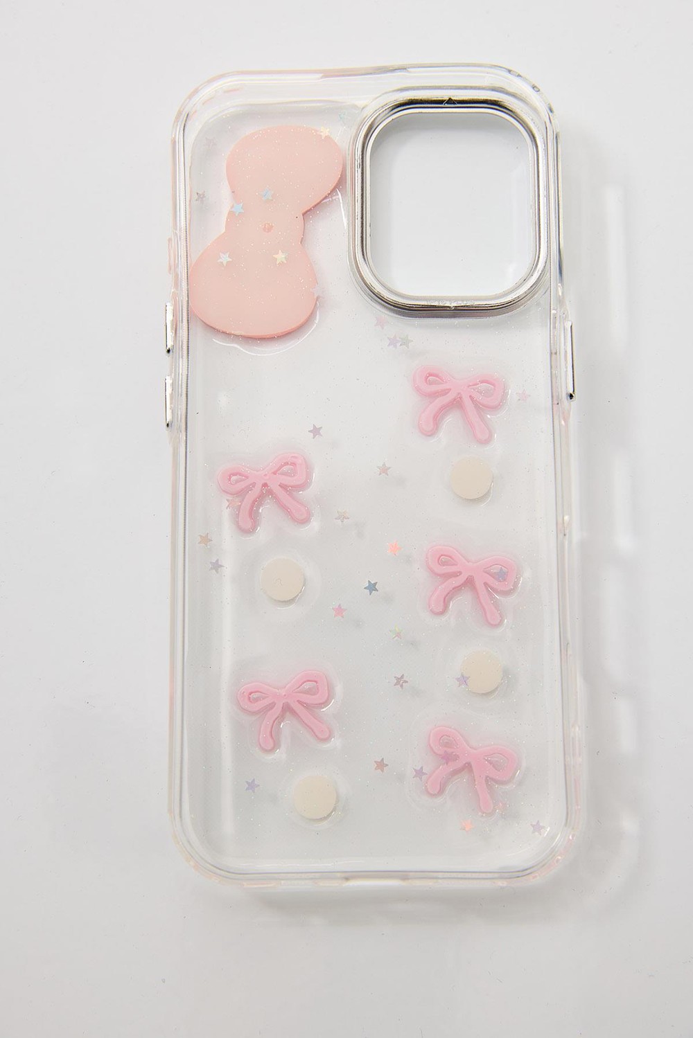 İphone 17 Uyumlu Kurdeleli ve İnci Taşlı Kılıf Pembe