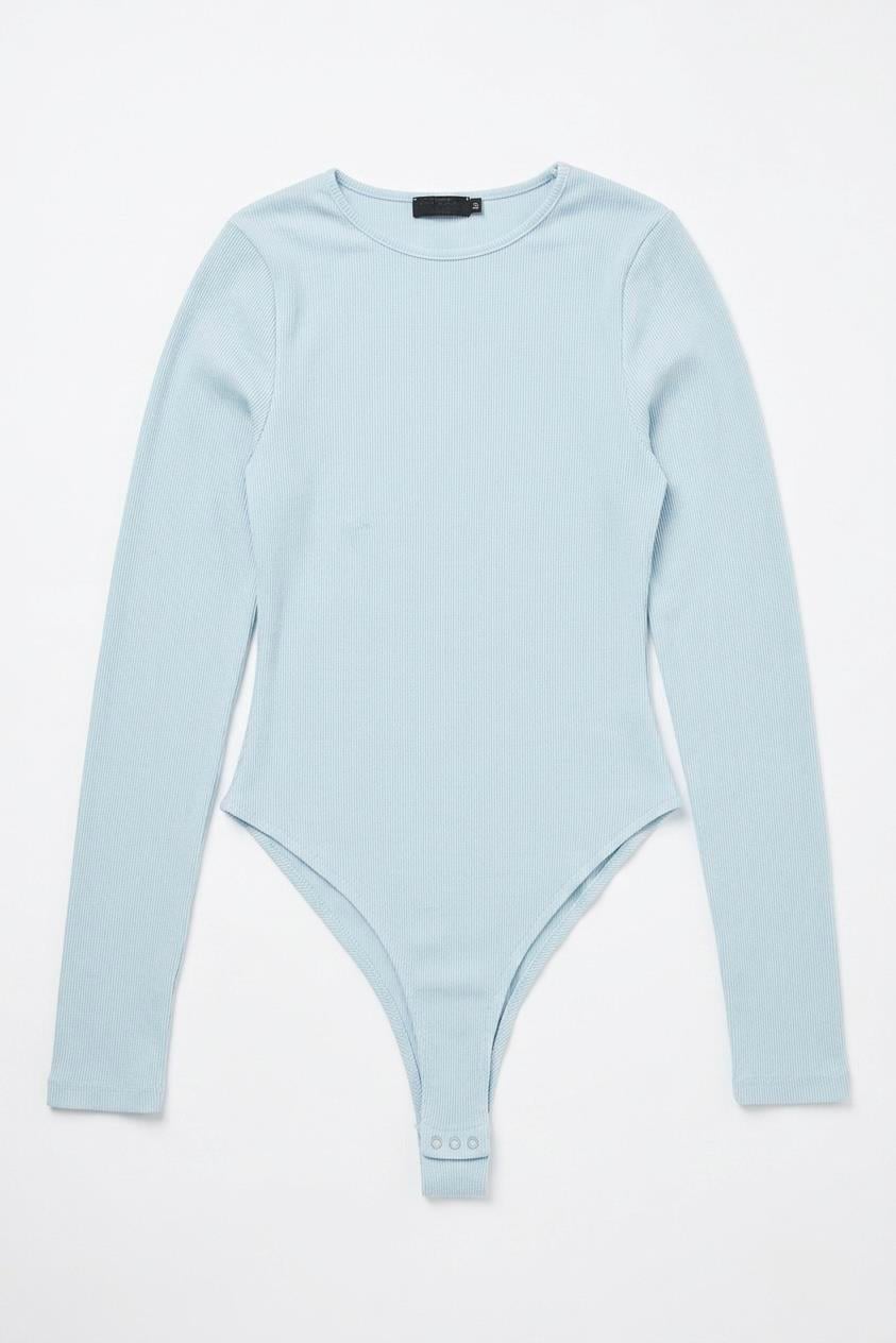 Kadın  Alttan Çıtçıtlı Zıbın Uzun Kollu Bluz Bebe Mavisi