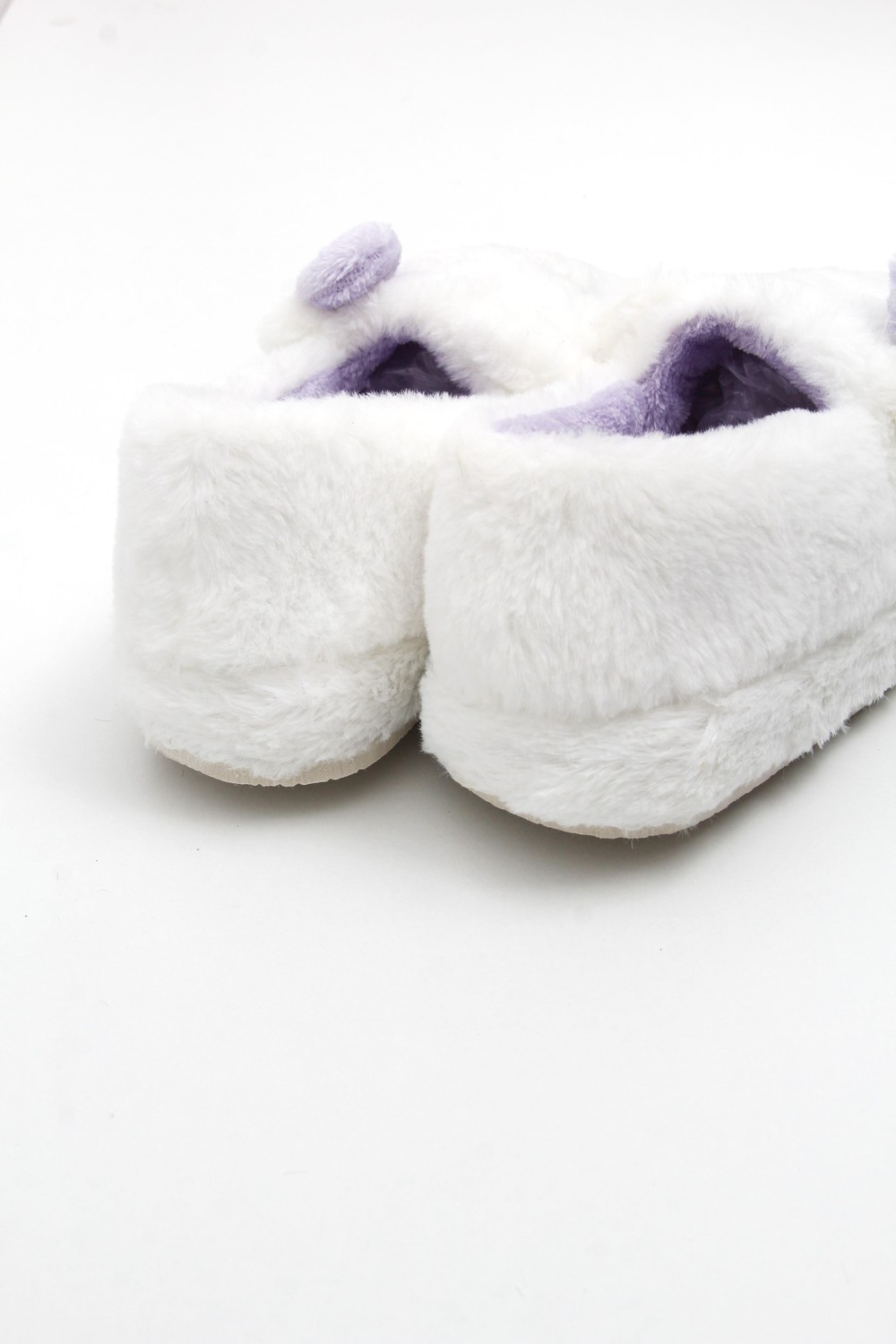 Kurdela Aksesuarlı Peluş Ev Terliği Lila