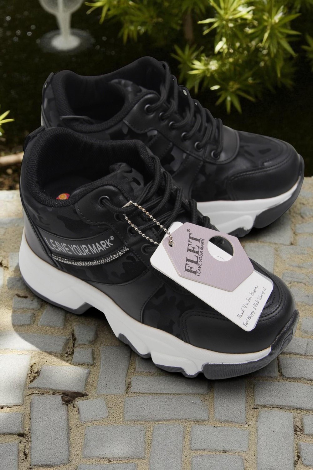 Gizli Topuklu Taban Sneaker Kadın Spor Ayakkabı Siyah