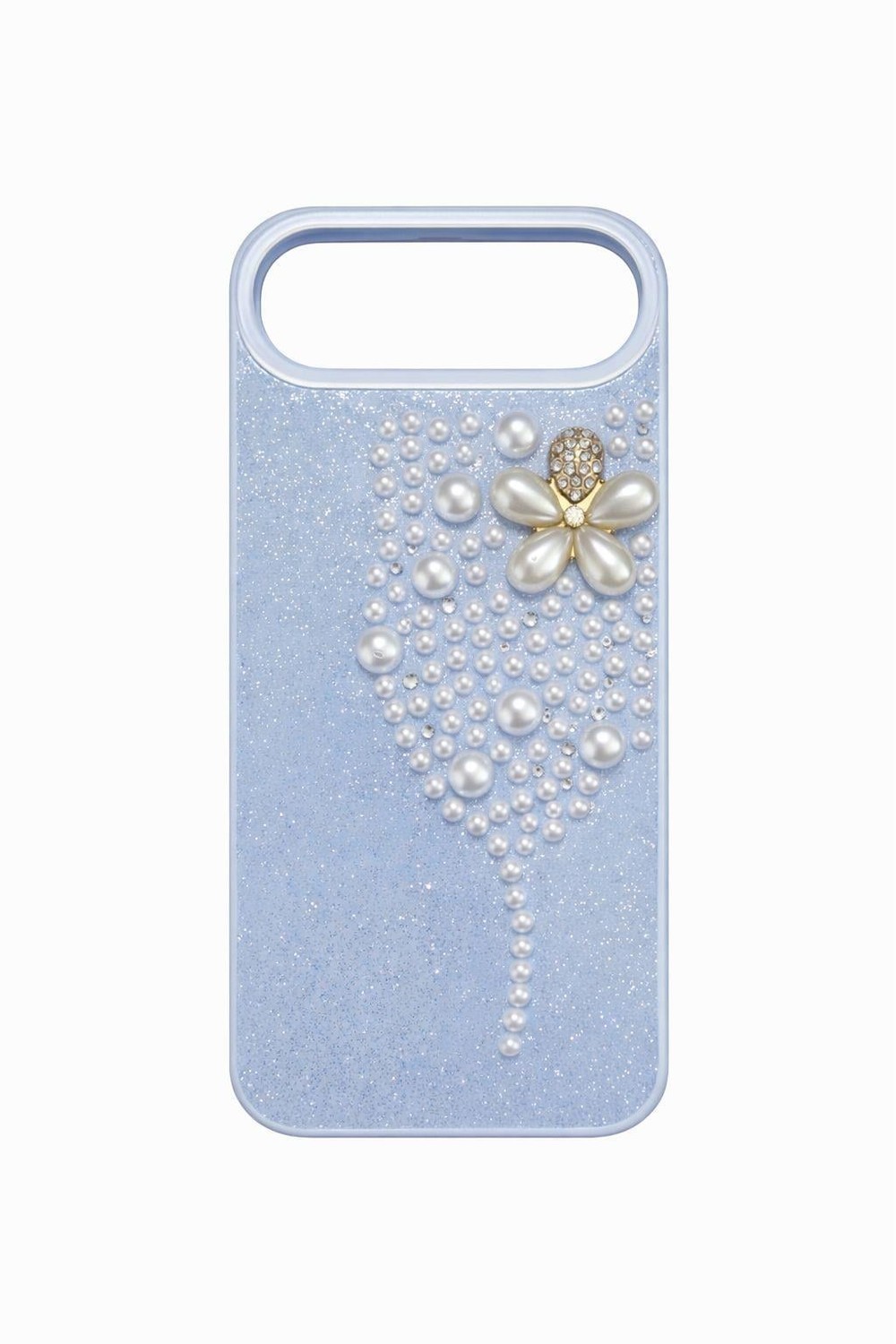İphone 17 Air Uyumlu İnci ve Glitter Detaylı Kılıf Mavi