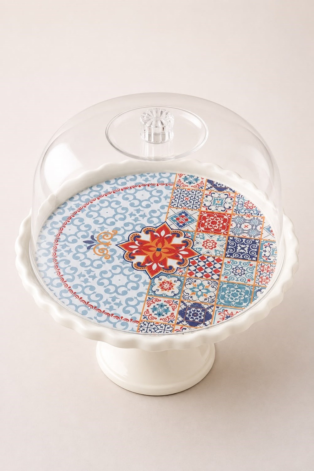 Mandala Desenli Ayaklı Mini Kek Fanusu 