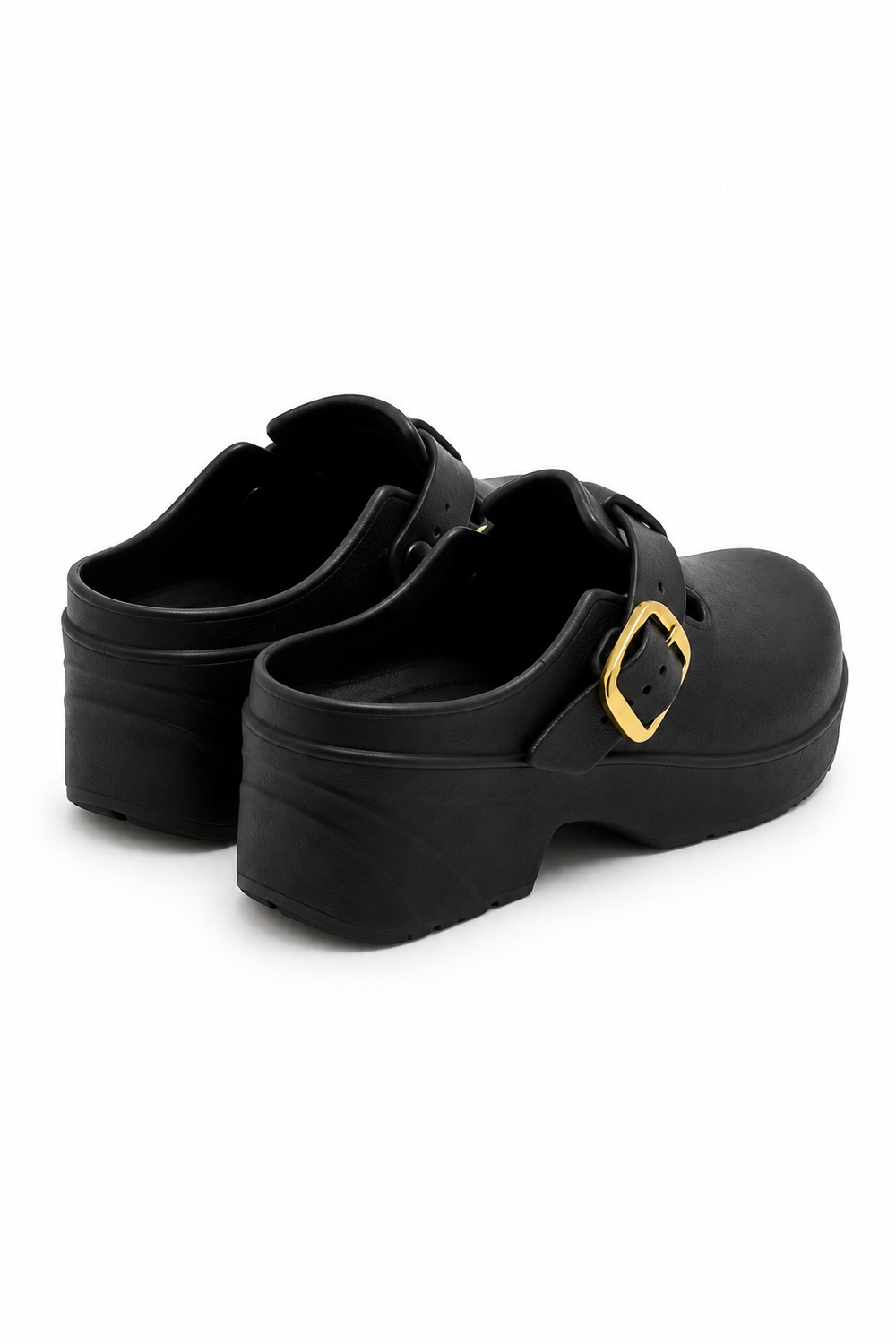 Gold Tokalı Platform Sabo Terlik Siyah