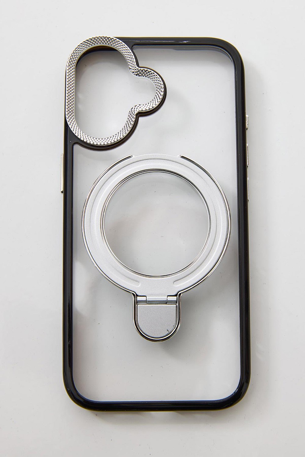İphone 17 Uyumlu Magsafe Dönebilen Halkalı Kılıf Lens Korumalı Gri