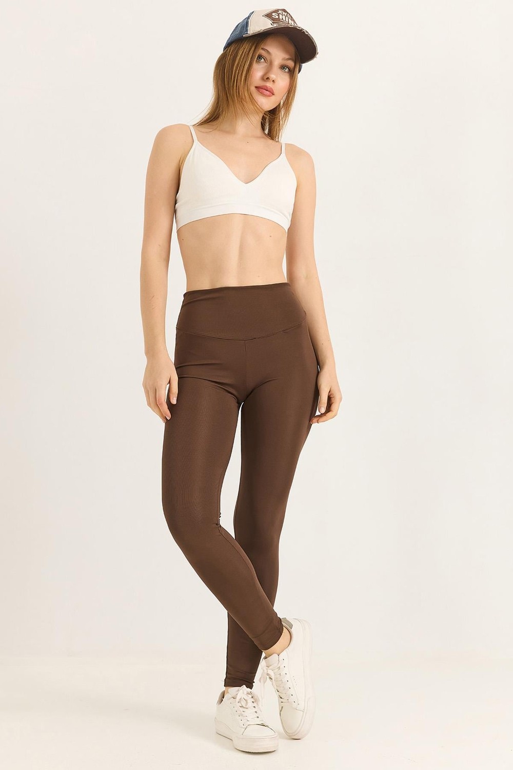 Slim fit yüksek bel toparlayıcı Oysho Tayt Kahverengi