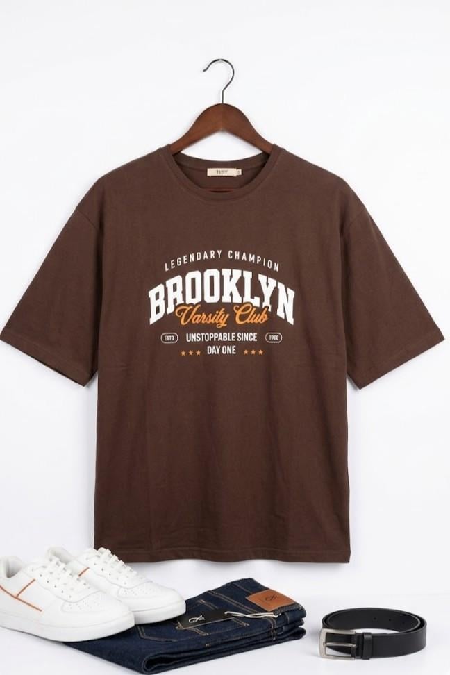 Kadın Bisiklet Yaka Kısa Kollu Tshirt Kahverengi