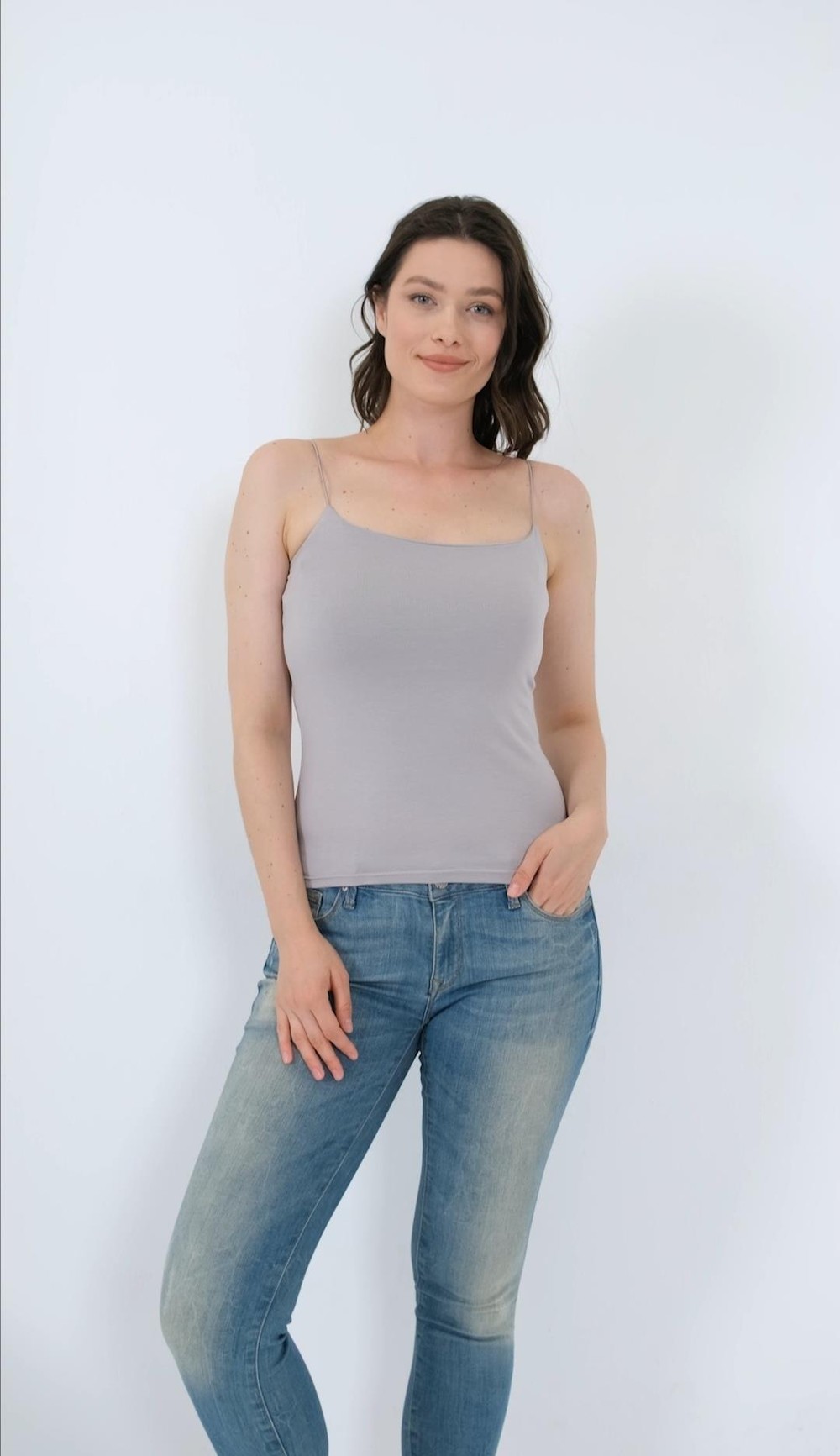 İp Askılı Uzun Crop Bluz Gri