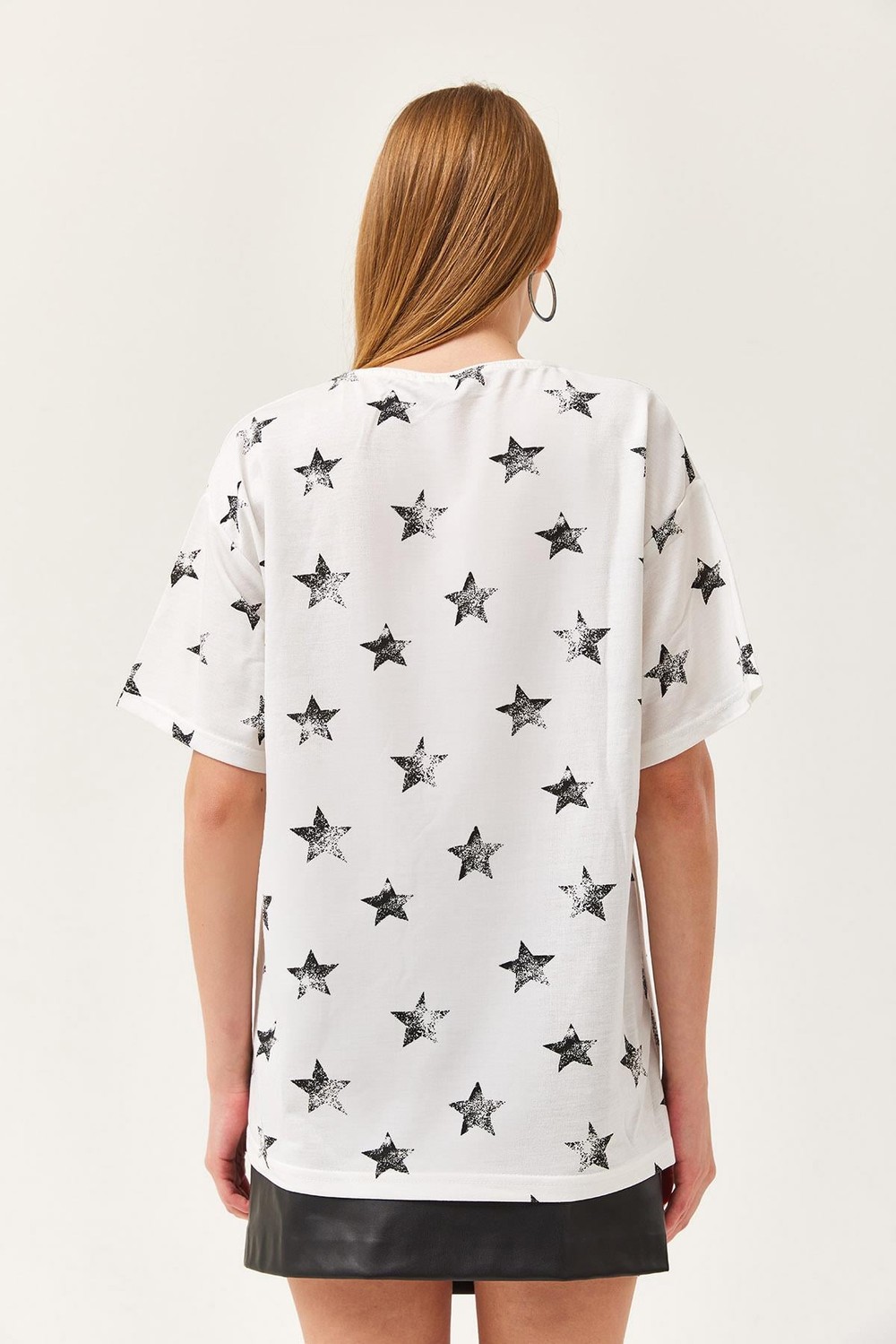 Bisiklet Yaka Oversize Tshirt Beyaz