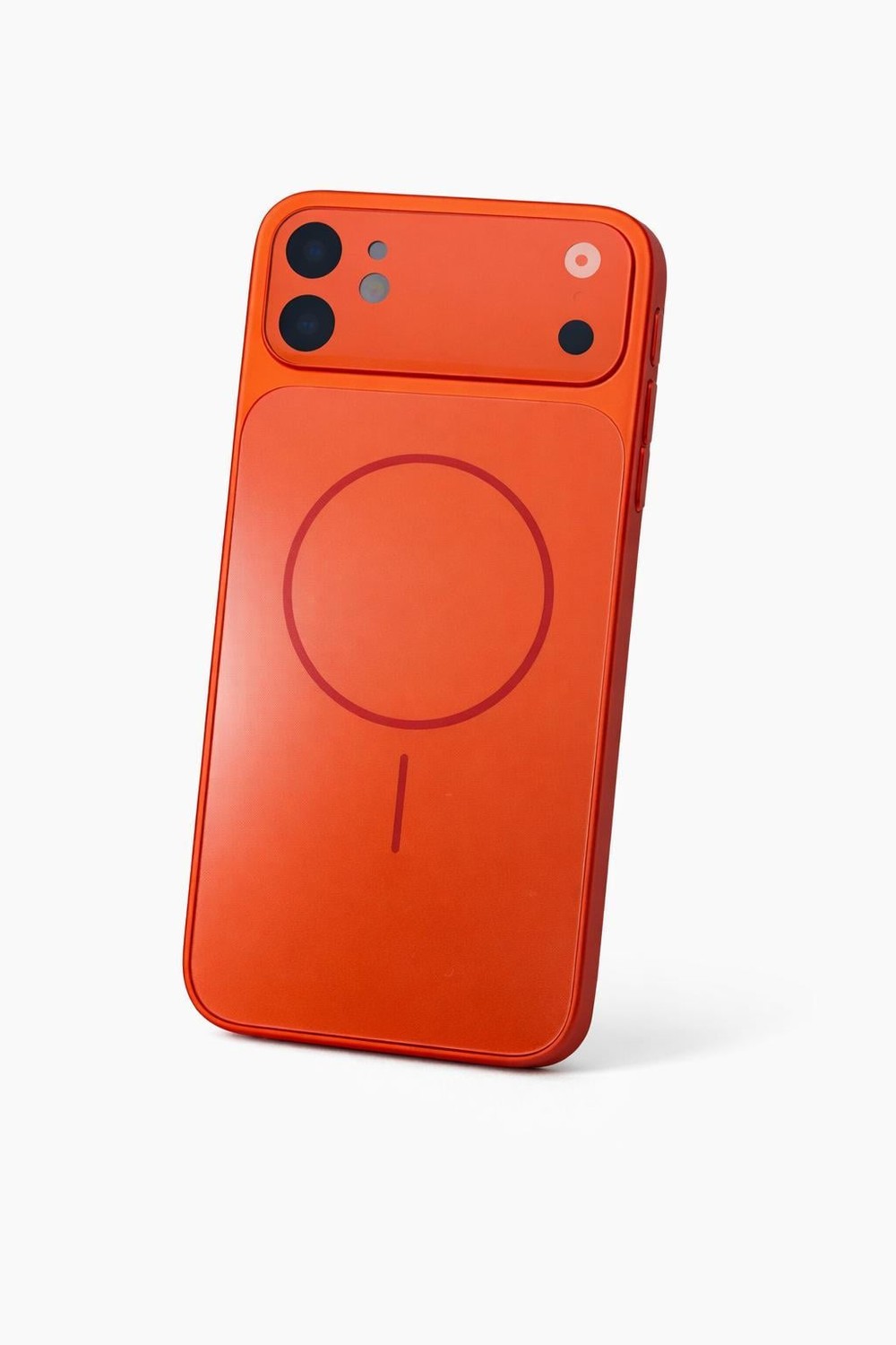 İphone 12 Pro Max Uyumlu 17 Pro Max Görünümlü Çevirici Kameralı Kılıf Turuncu