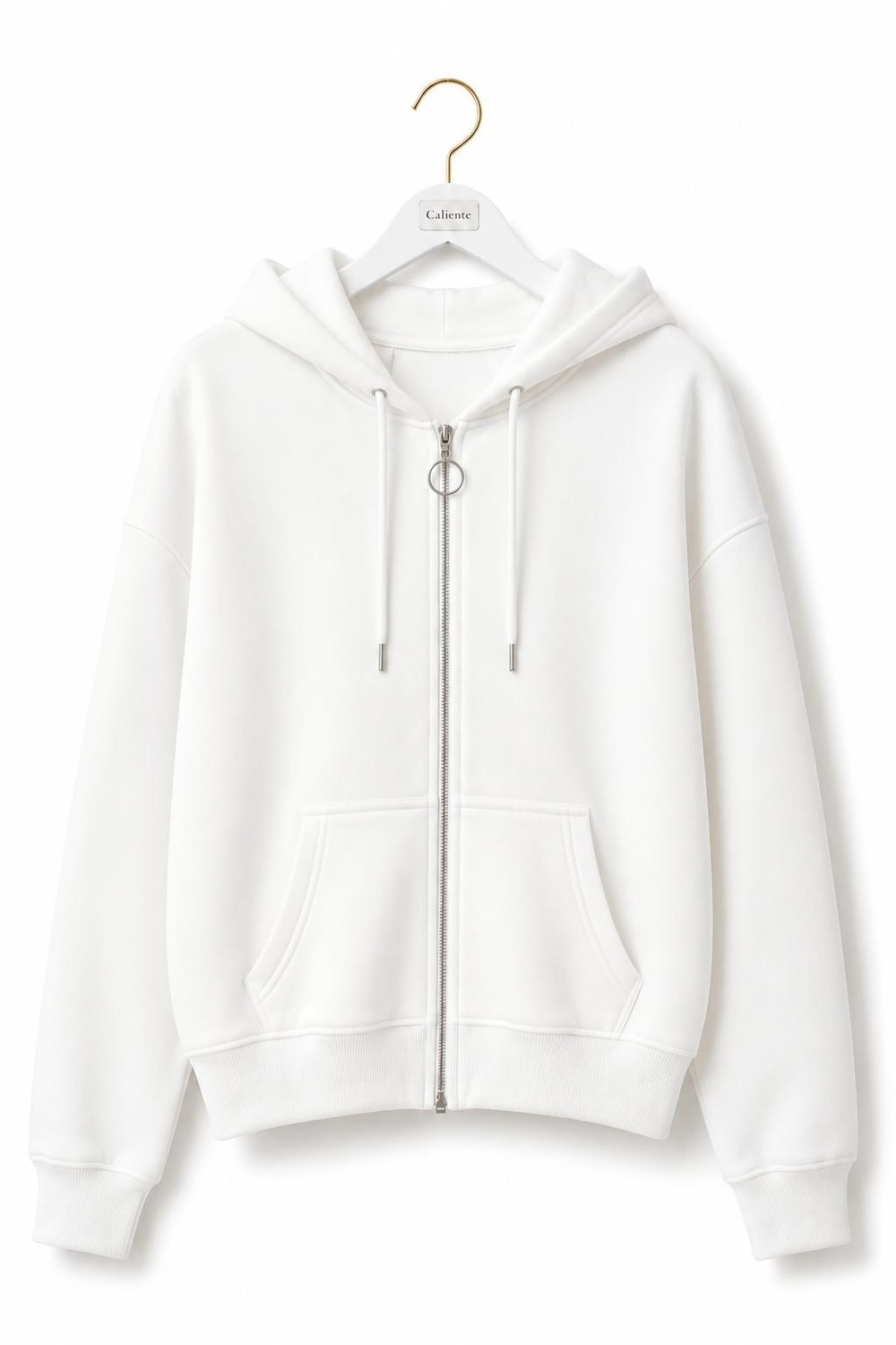 Kadın Kapüşonlu Fermuar Detaylı Cepli Sweatshirt Ekru