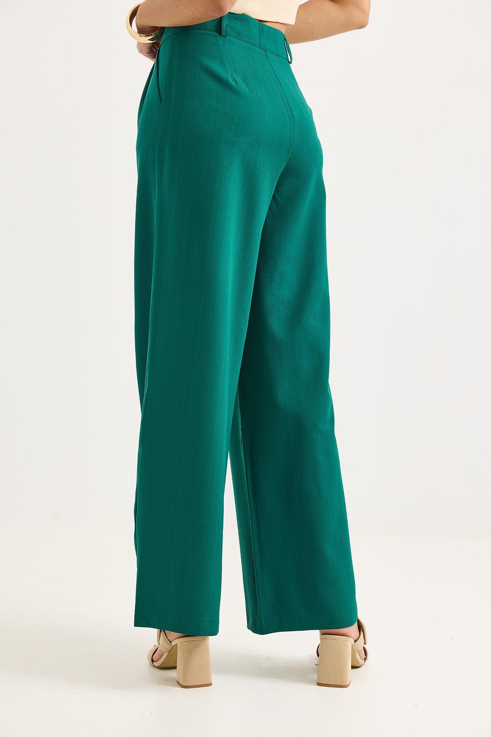 Yüksek Bel Bol Paça Pantalon Yeşil