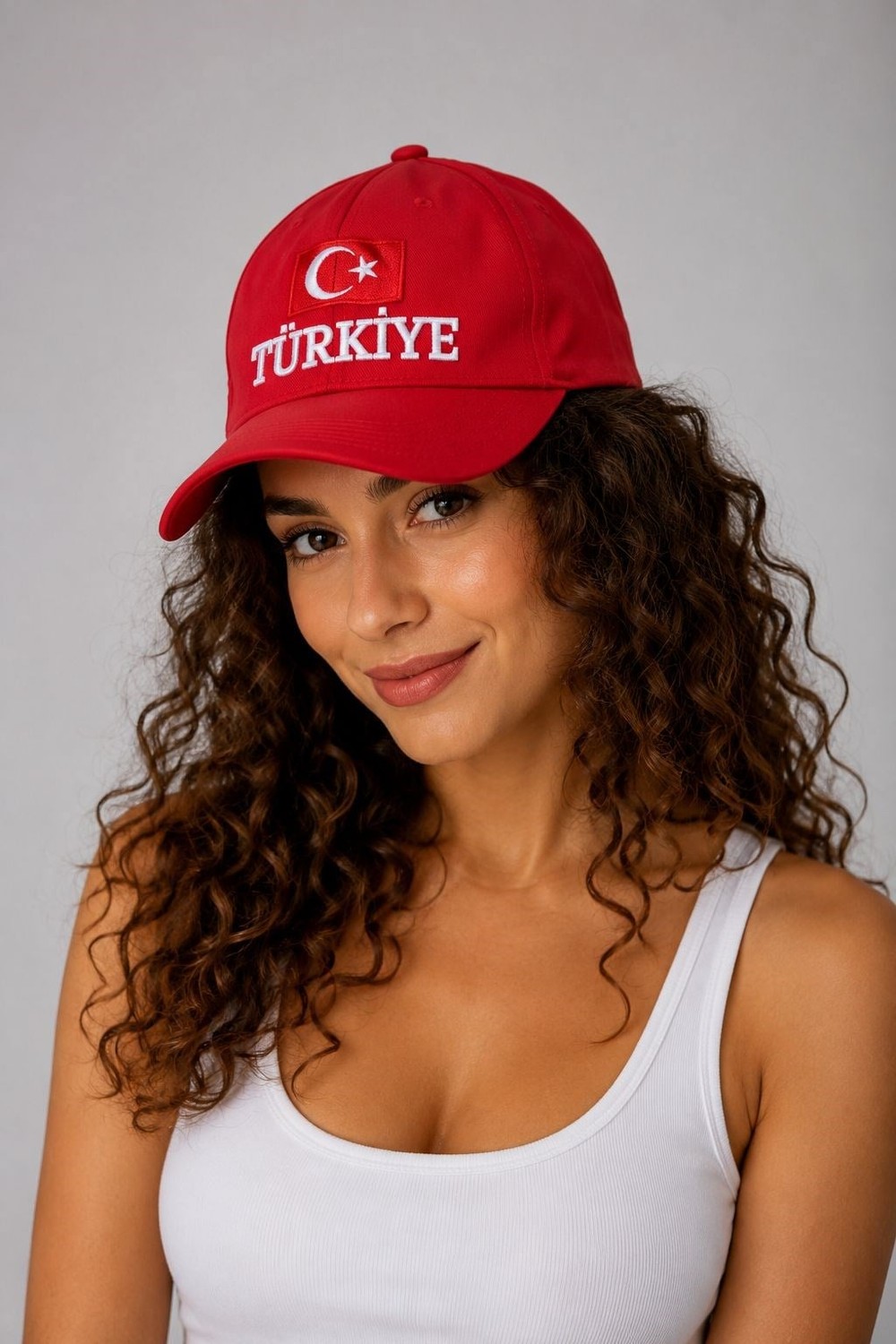 Ayarlanabilr Yıkanmış Kot TÜRKİYE Yazı Baskılı Şapka Kırmızı 