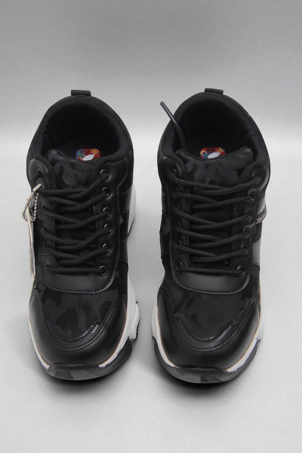 Gizli Topuklu Taban Sneaker Kadın Spor Ayakkabı Siyah