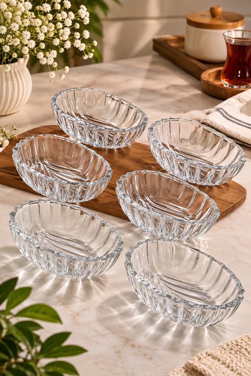 Oval Kristal Kase 6lı