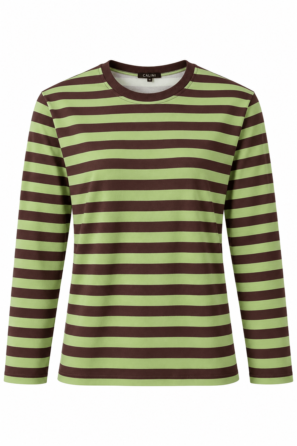 Kadın Çizgi Desenli Sweatshirt Yeşil