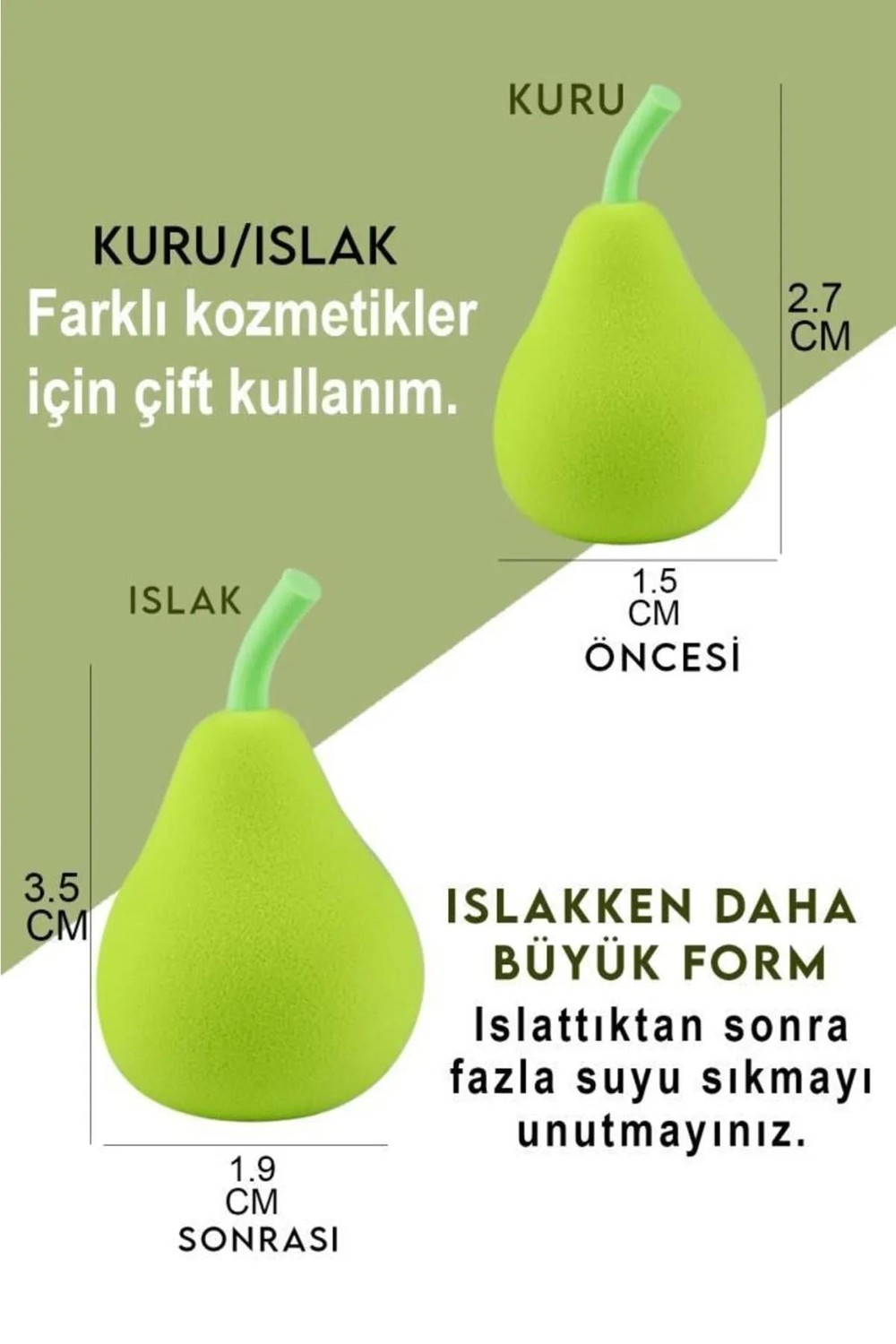 Tekli Meyve Temalı Makyaj Süngeri Avakado