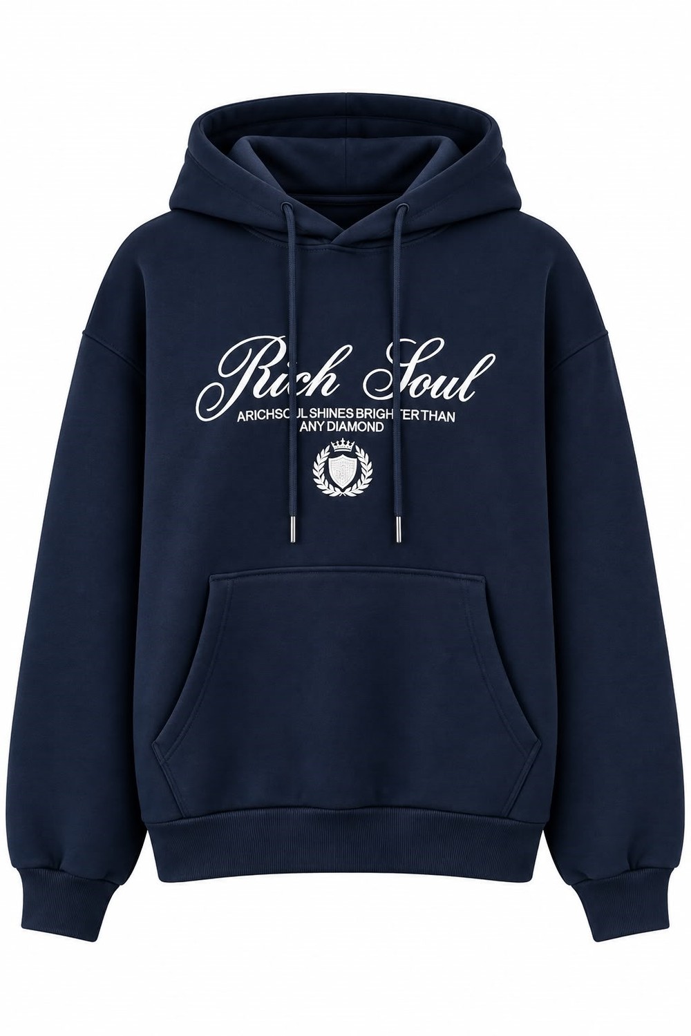 Kadın Baskılı Oversize Kapüşonlu Cep Detay Sweatshirt Lacivert