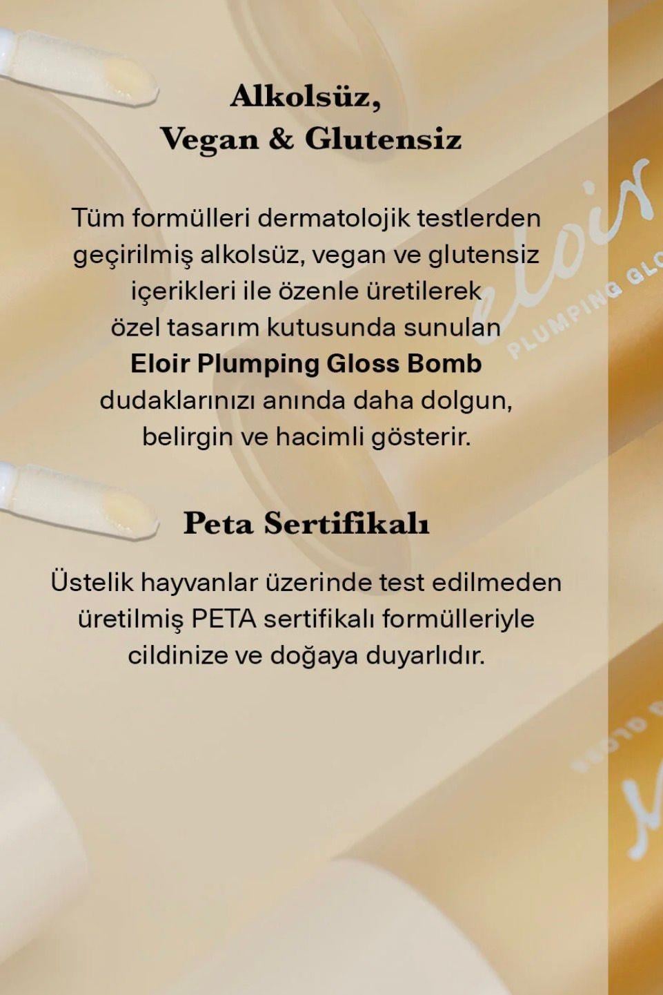 Eloir Lip Plumping Gloss Bomb Bare Dudak Parlatıcıs Nemlendirici Dolgunlaştırıcı Şeffaf