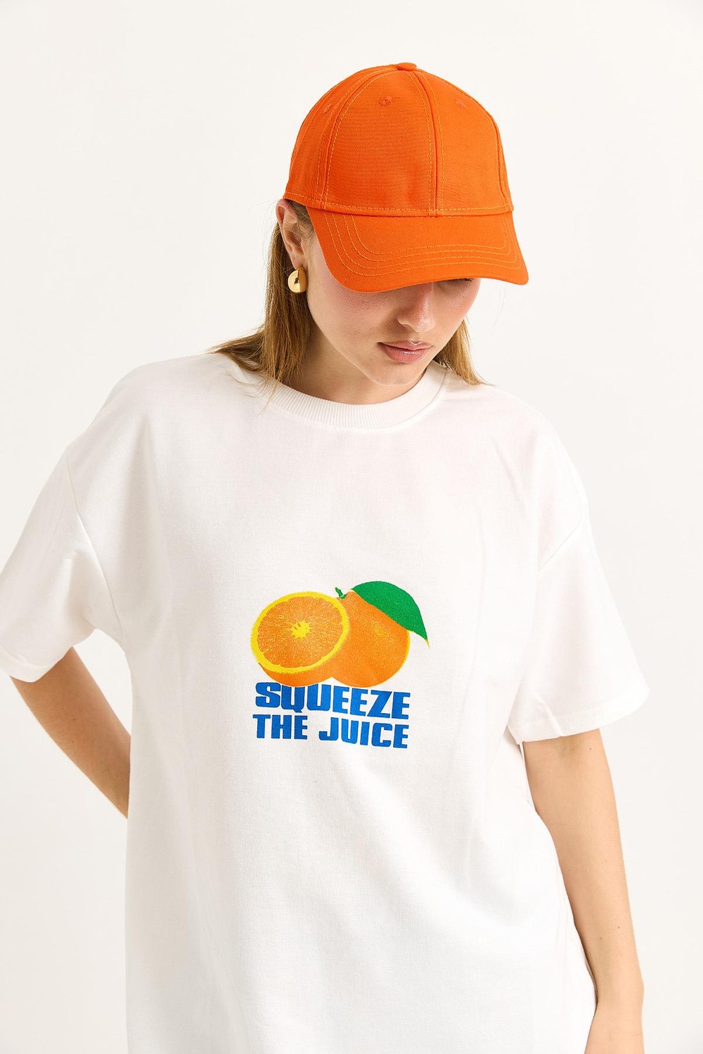 Oversize Ön ve Arka Baskılı Tshirt Beyaz