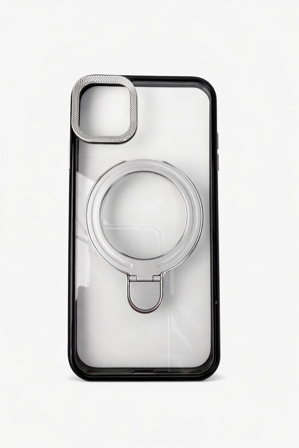 İphone 13 Pro Uyumlu Magsafe Dönebilen Halkalı Kılıf Lens Korumalı Gri