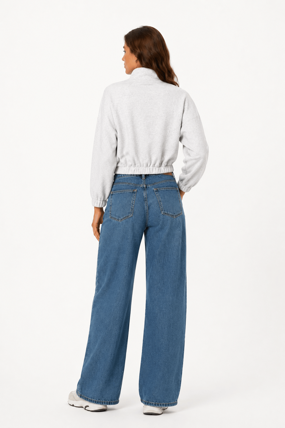 Kadın Balıkçı Yaka Fermuarlı Beli Büzgülü Sweatshirt Gri