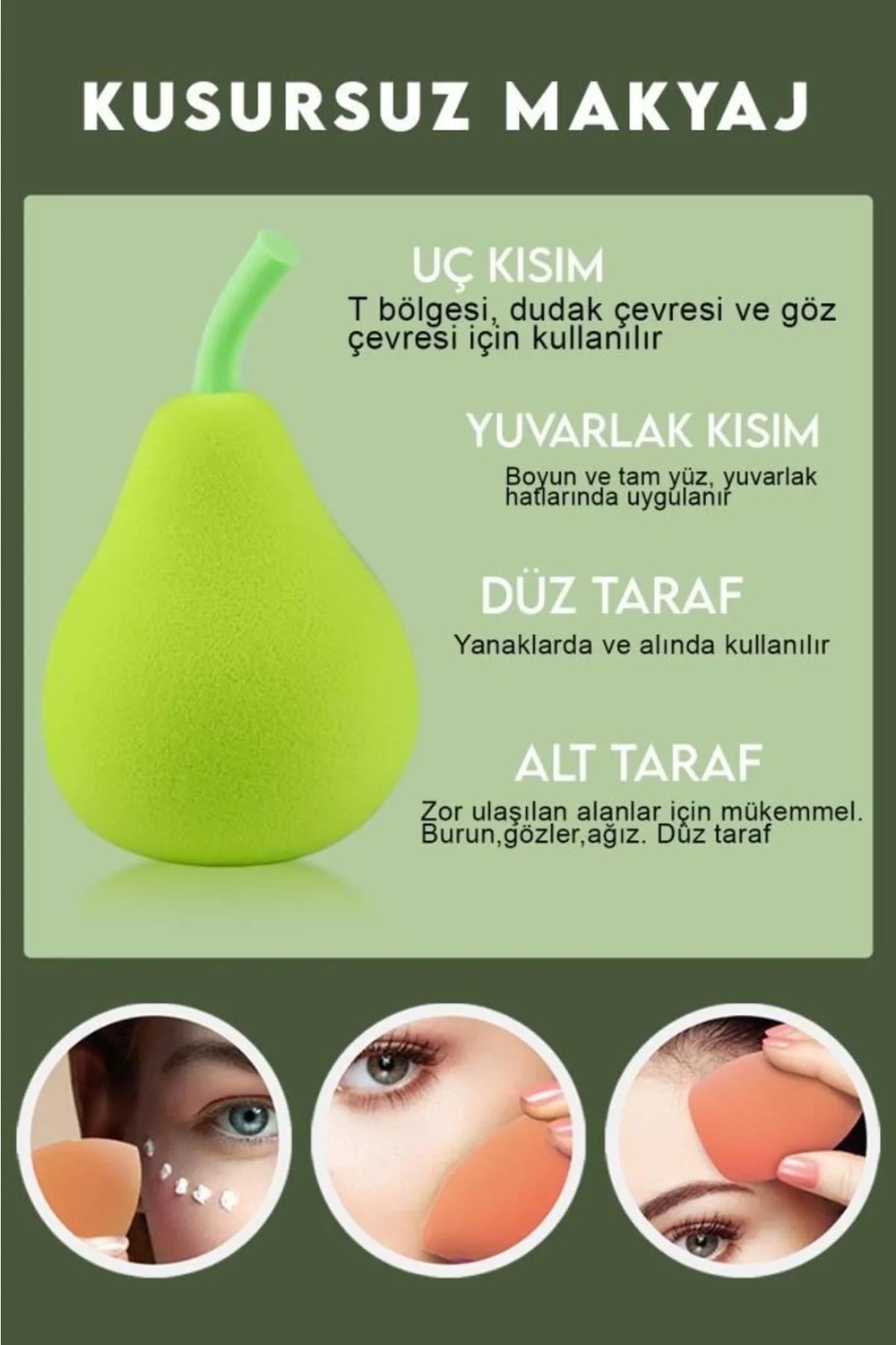 Tekli Meyve Temalı Makyaj Süngeri Avakado