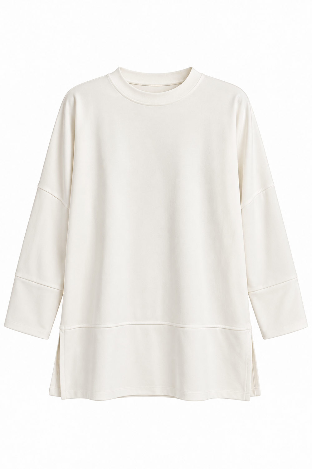 Kadın Oversize Manşet Detaylı Tunik Beyaz
