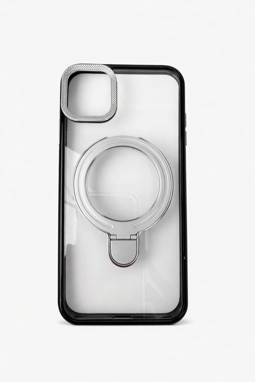 İphone 16 Pro Max Uyumlu Magsafe Dönebilen Halkalı Kılıf Lens Korumalı Gri