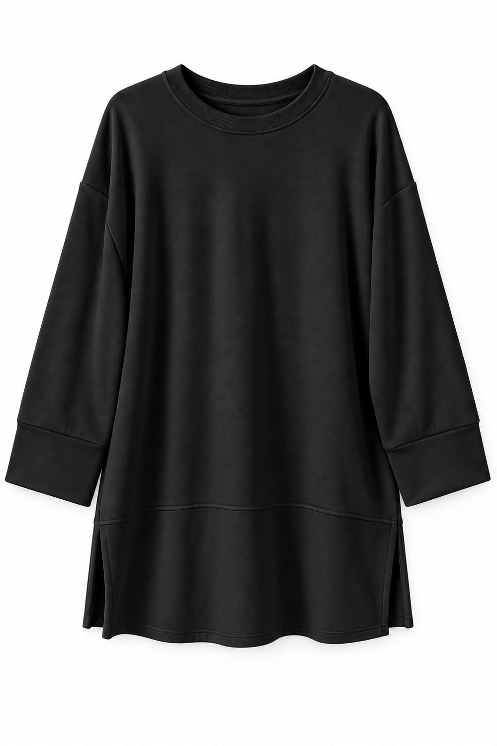 Kadın Oversize Manşet Detaylı Tunik Siyah