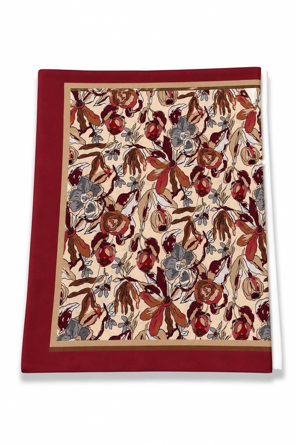 Kadın Soft Çiçekli 180X75 Ölçülü Şal Bordo
