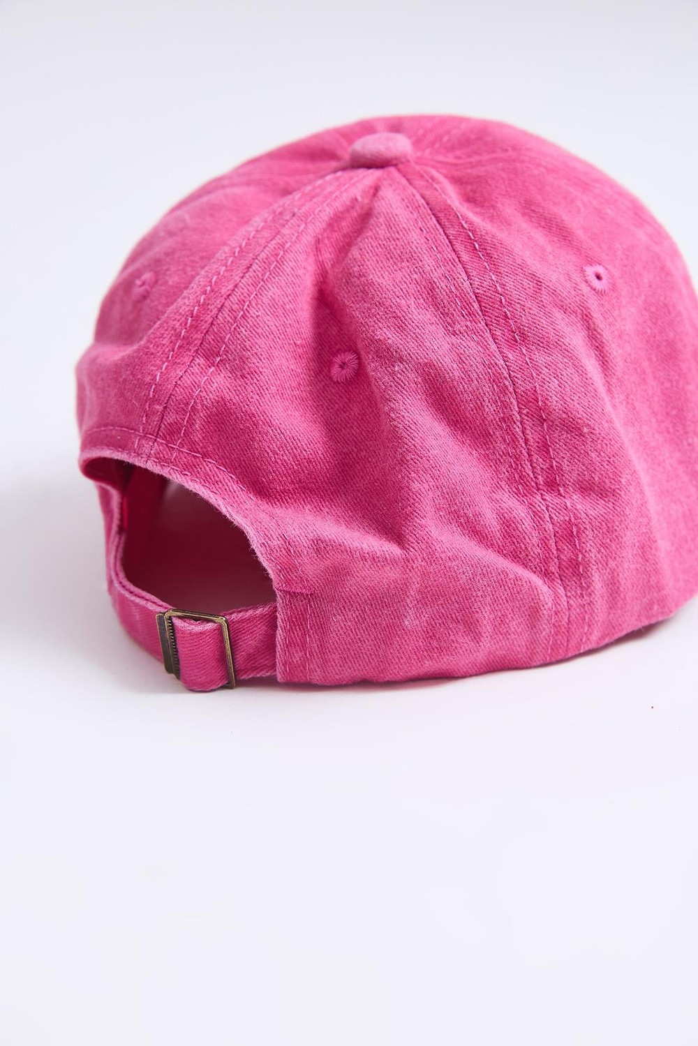 Eskitme Model Yıkamalı Düz Şapka Pembe