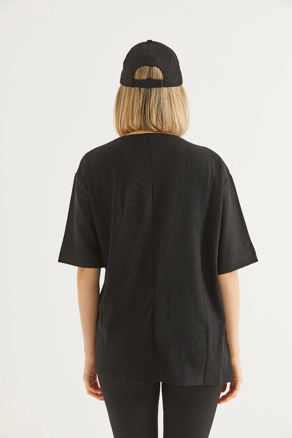 Bisiklet Yaka  Kısa Kol Basic Tshirt Siyah