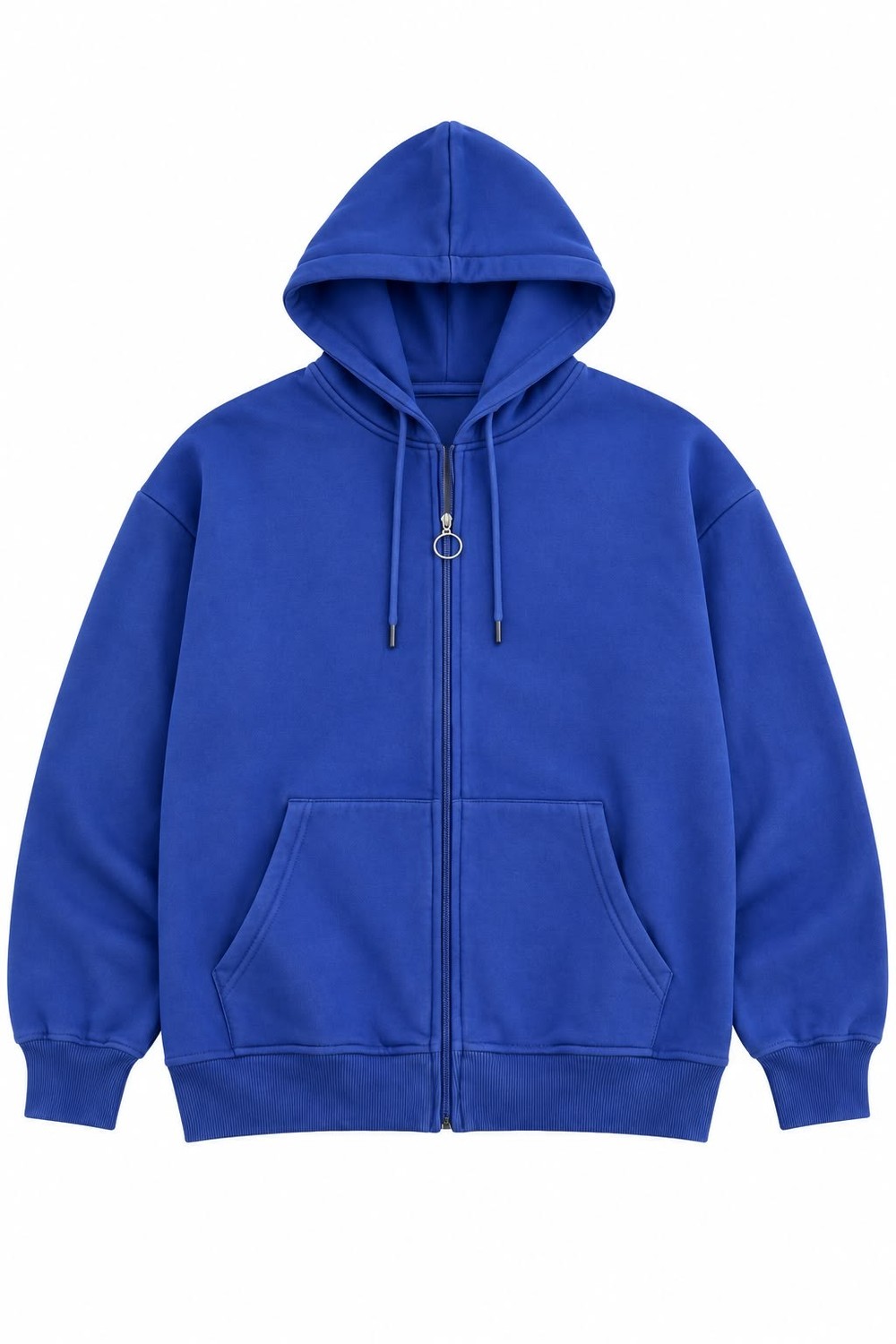 Kadın Kapüşonlu Fermuar Detaylı Cepli Sweatshirt Koyu  Mavi