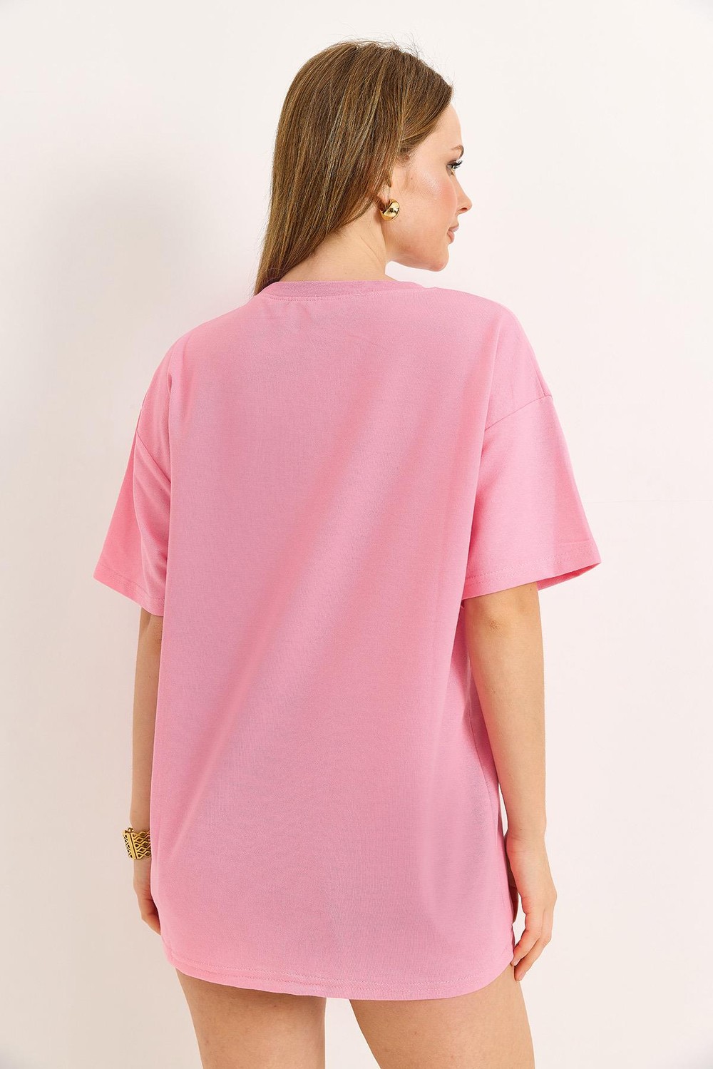 1984 Baskılı Oversize Tshirt Pembe