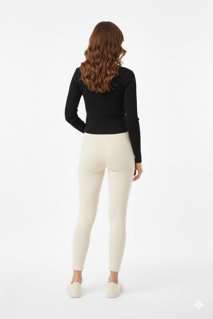 Kadın Düğme Detaylı Kaşkorse Crop Bluz Siyah