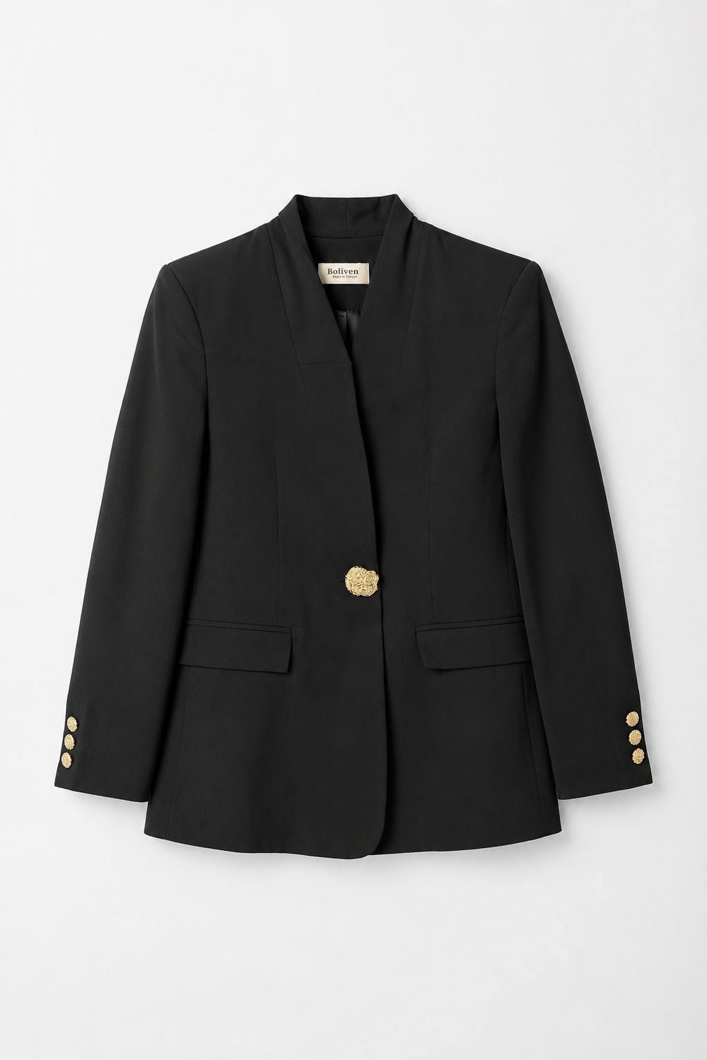 Kadın Düğme Detaylı Blazer Ceket Siyah