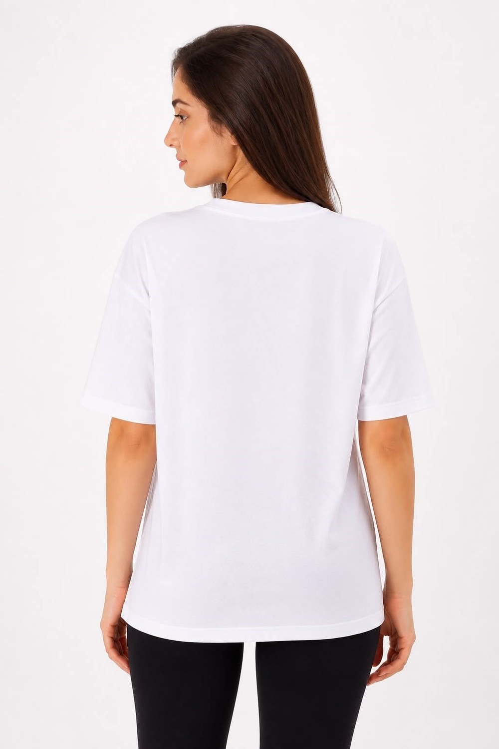 Kadın Leopar Desenli Cherry Baskılı Pamuk Tshirt Beyaz