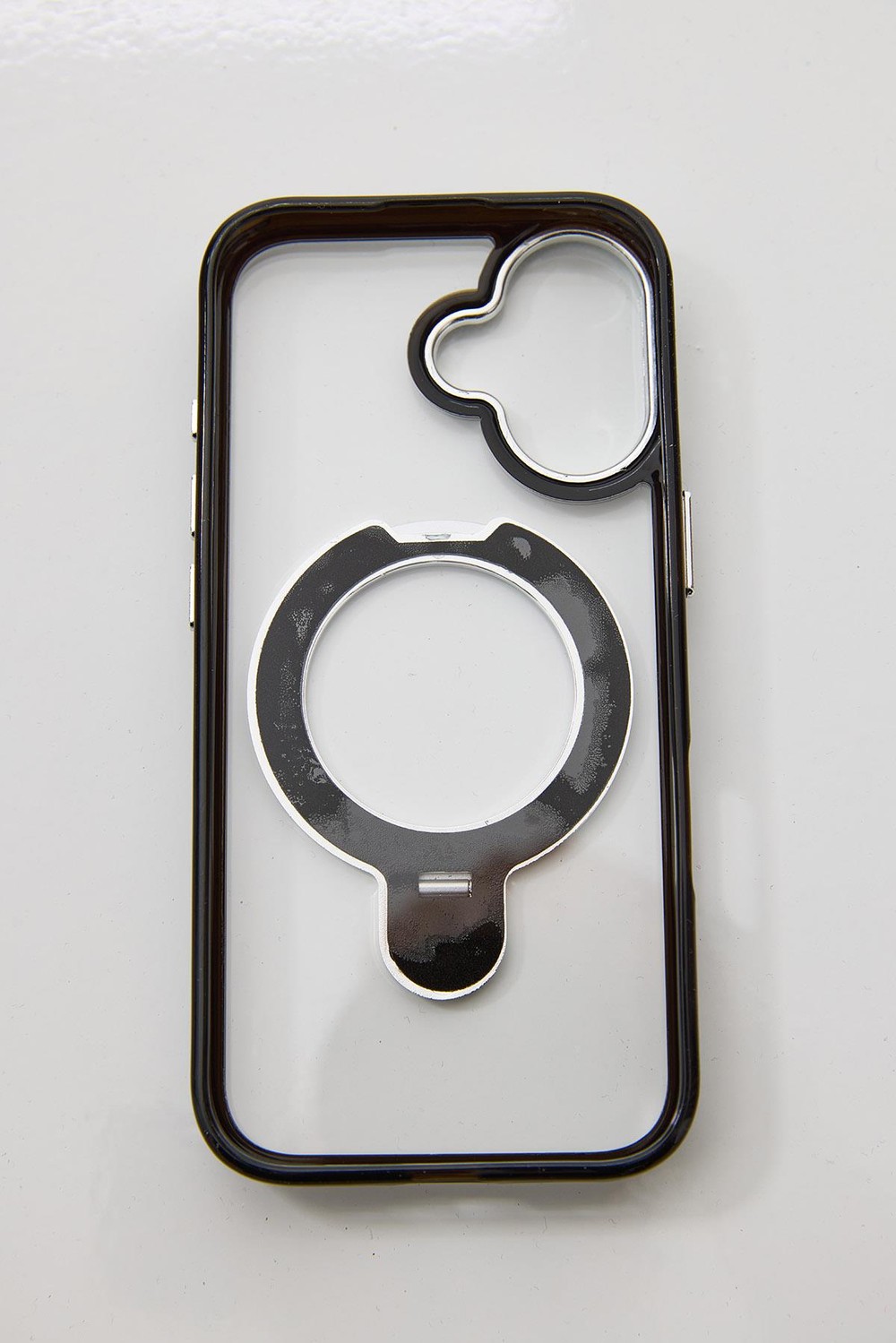 İphone 17 Uyumlu Magsafe Dönebilen Halkalı Kılıf Lens Korumalı Gri