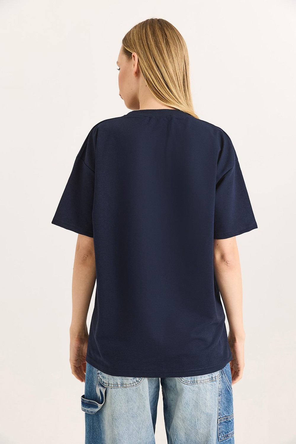 1984 Baskılı Oversize Tshirt Lacivert