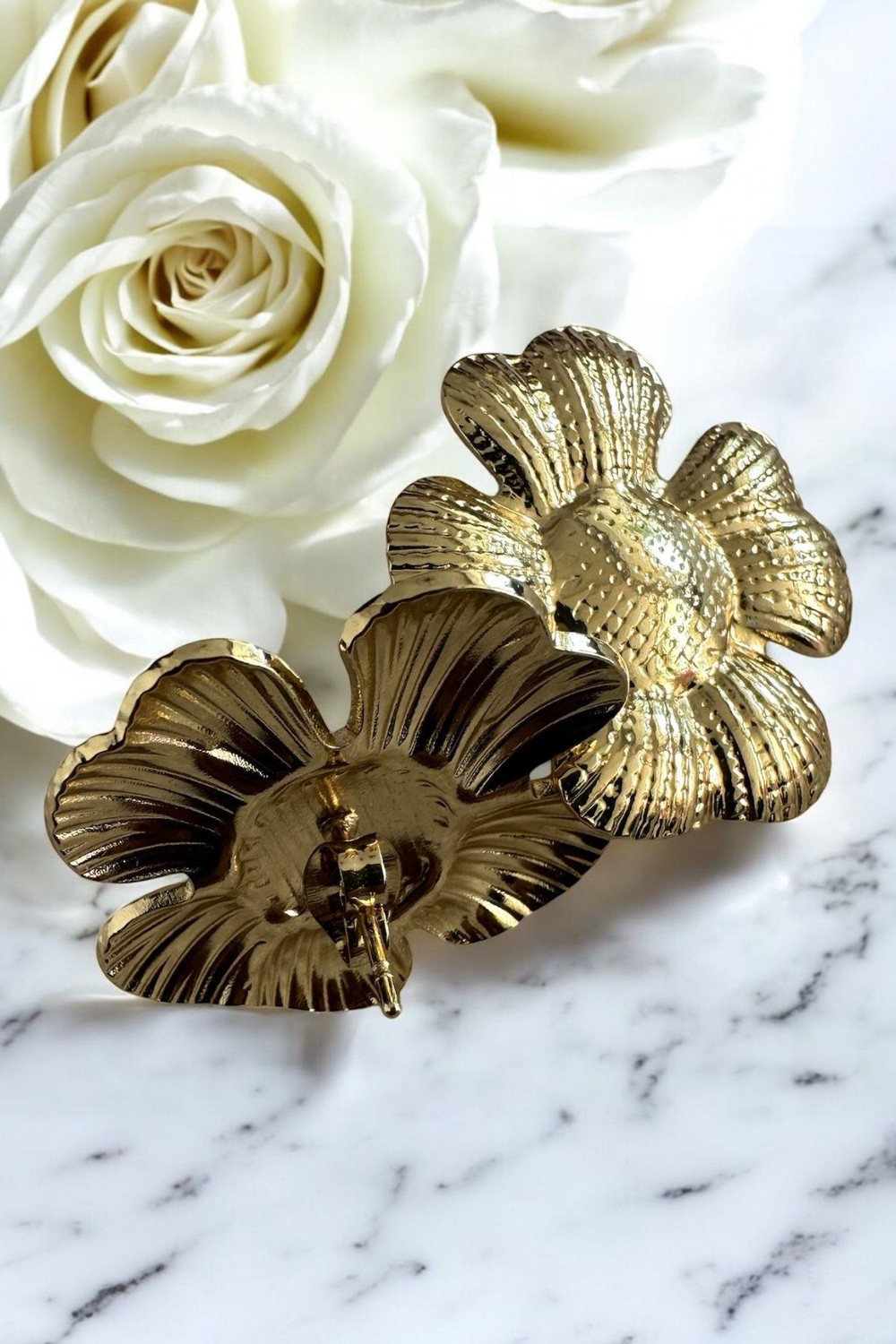 Papatya Model Altın Kaplama Gold Küpe