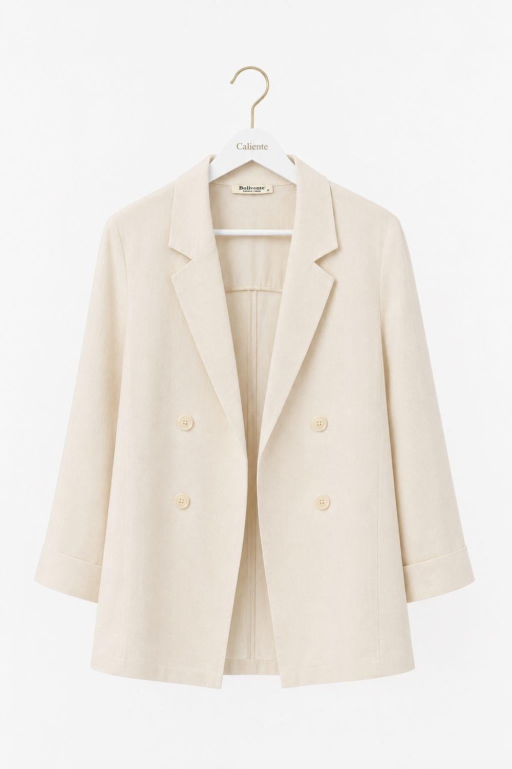 Kadın Kruvaze Yaka Oversize Blazer Ceket Taş