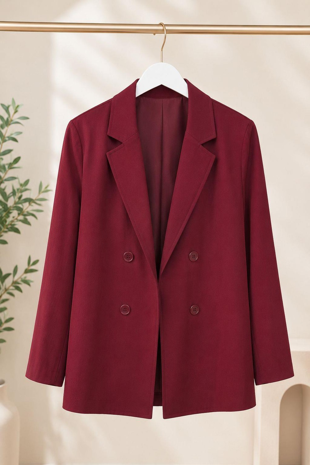Kadın Kruvaze Yaka Oversize Blazer Ceket Bordo