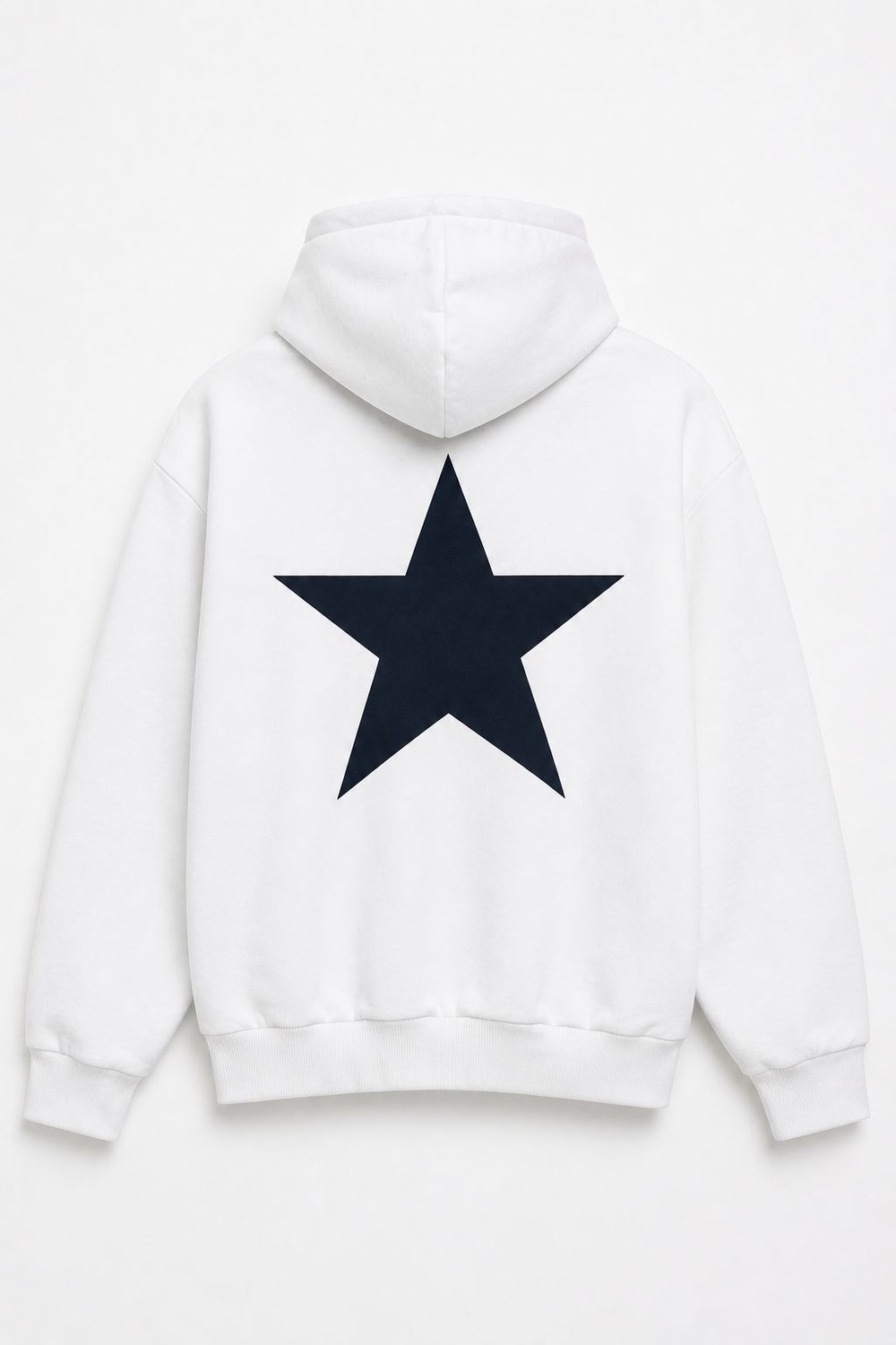 Kadın Kapüşonlu Yıldız Baskılı Sweatshirt Beyaz