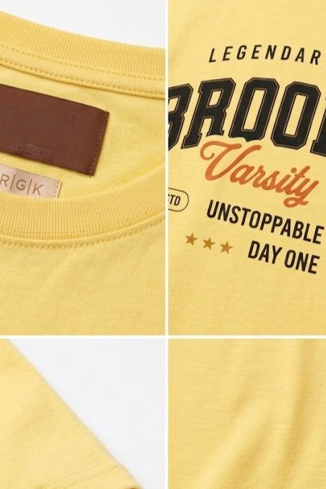 Kadın Bisiklet Yaka Kısa Kollu Tshirt Sarı