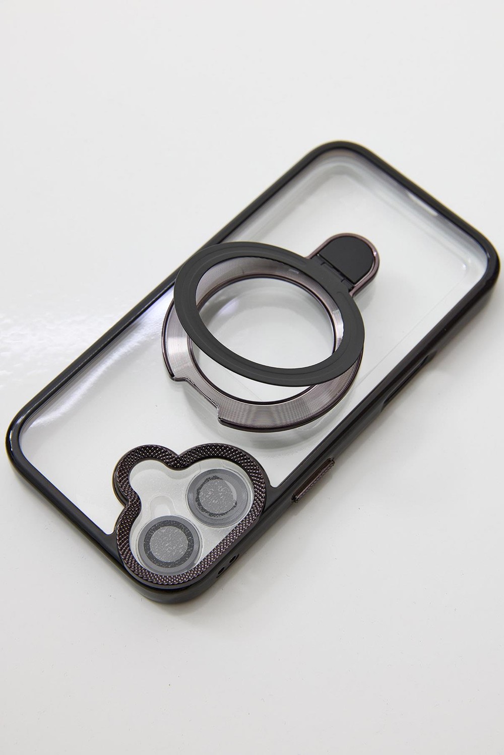 İphone 17 Uyumlu Magsafe Dönebilen Halkalı Kılıf Lens Korumalı Siyah
