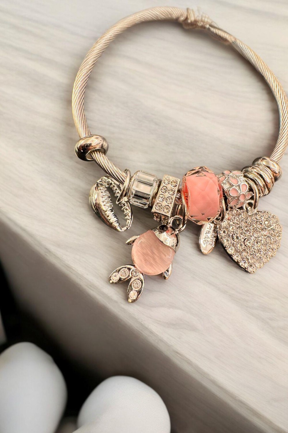 Farklı Figürlü Çelik Pandora Bİleklik Pembe