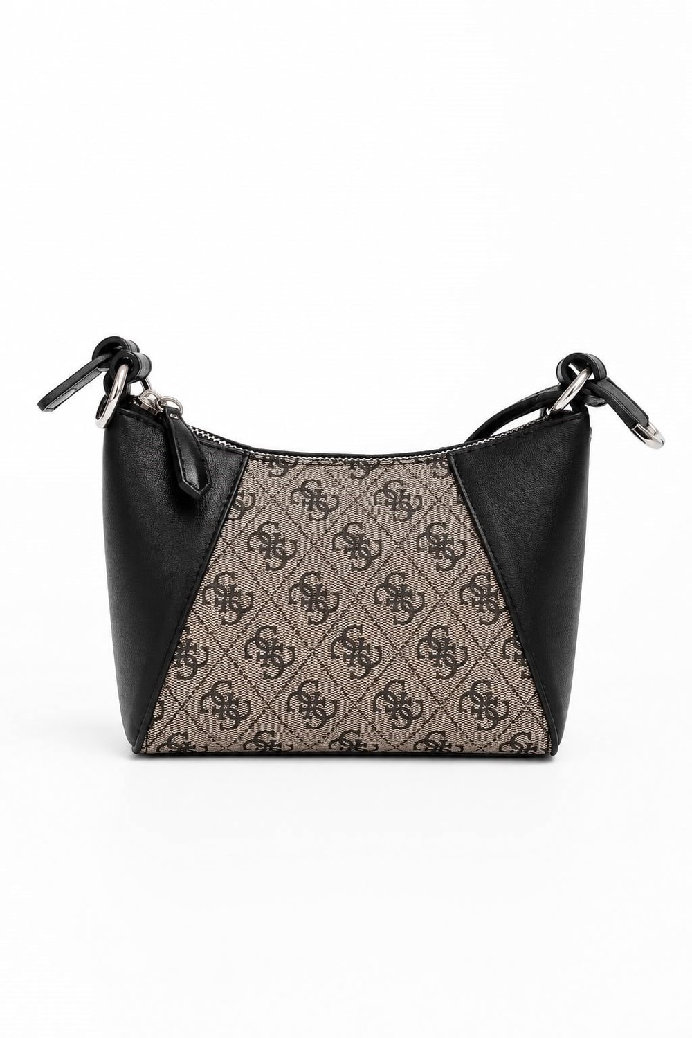 Kadın İnce Askılı Monogram Desenli Minimal Çanta Siyah2