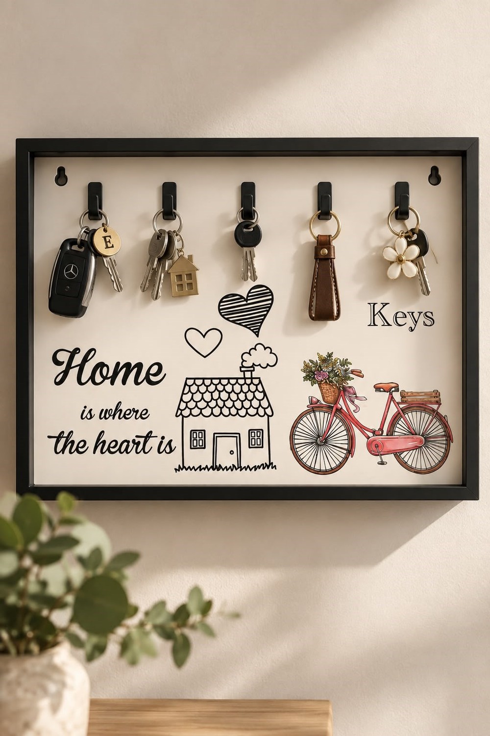 Home Baskılı Kapı Anahtarlık Askılığı  Siyah
