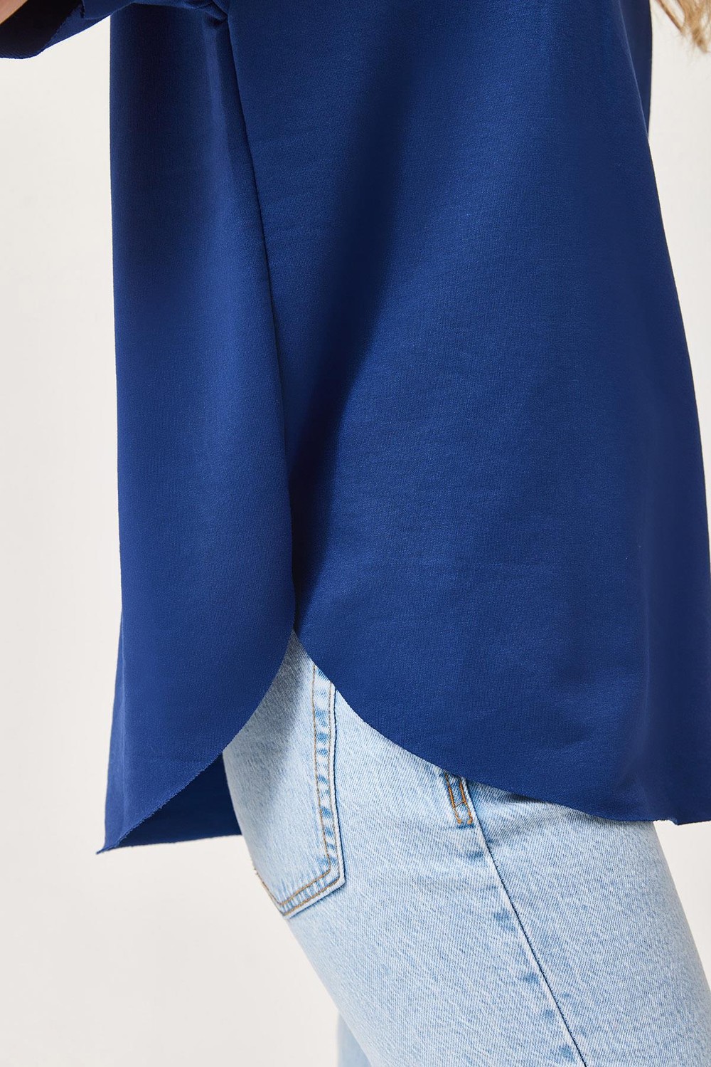 Oysh Yumuşak Dokulu Eteği Oval Modal Tshirt Lacivert